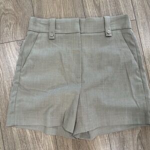 H&M High Waist Khaki Green Woven Fabric Shorts Size‎ 8 NWT